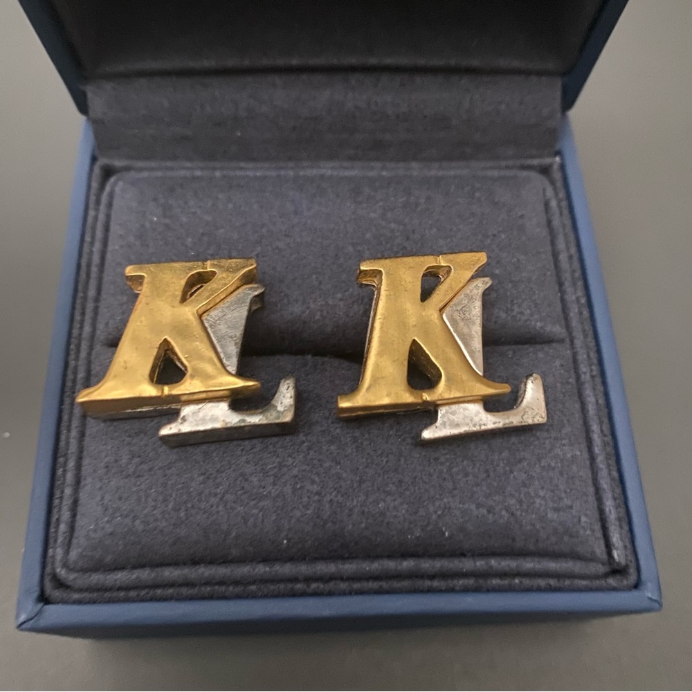 Karl Lagerfeld Vintage Silver and Gold Style Earrings.  Excellent Condit…